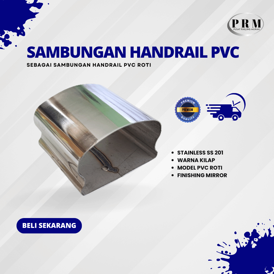 SAMBUNGAN HANDRAIL PVC ROTI STAINLESS STEEL / SAMBUNGAN PVC RAILING TANGGA / SAMBUNGAN KONEKTOR PVC