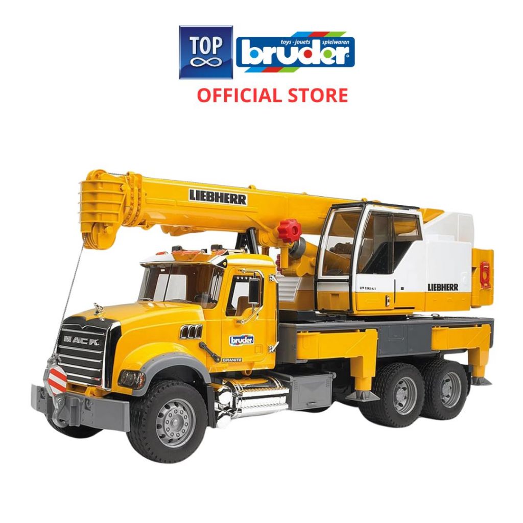 Bruder Toys 2818 MACK Granite Low loader and JCB 4CX - Diecast 1: 16 Mainan Miniatur Mobil