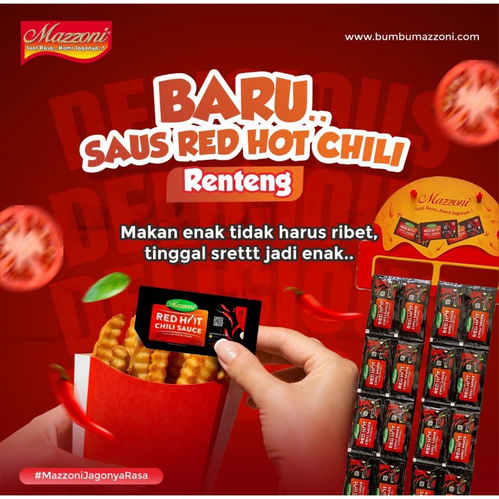 

Mazzoni Red Hot Chili Sauce Saus Pedas Sachet 1pak isi 24pcs