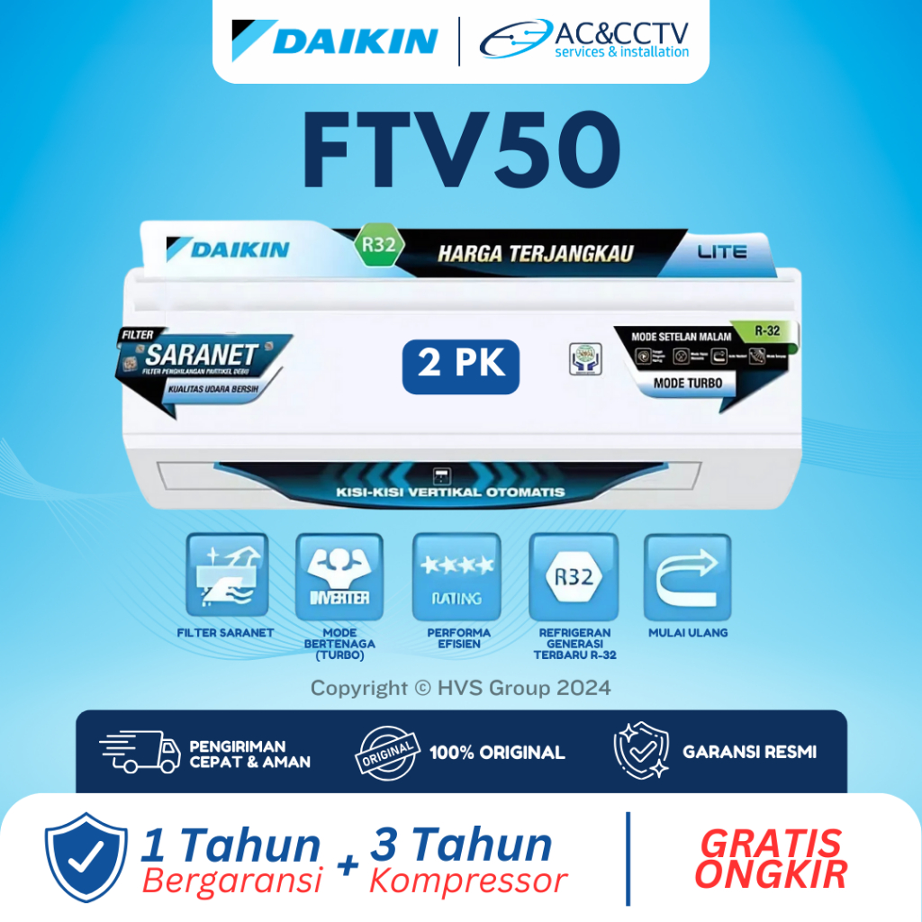 DAIKIN AC FTV50CXV14 standard Malaysia 2PK
