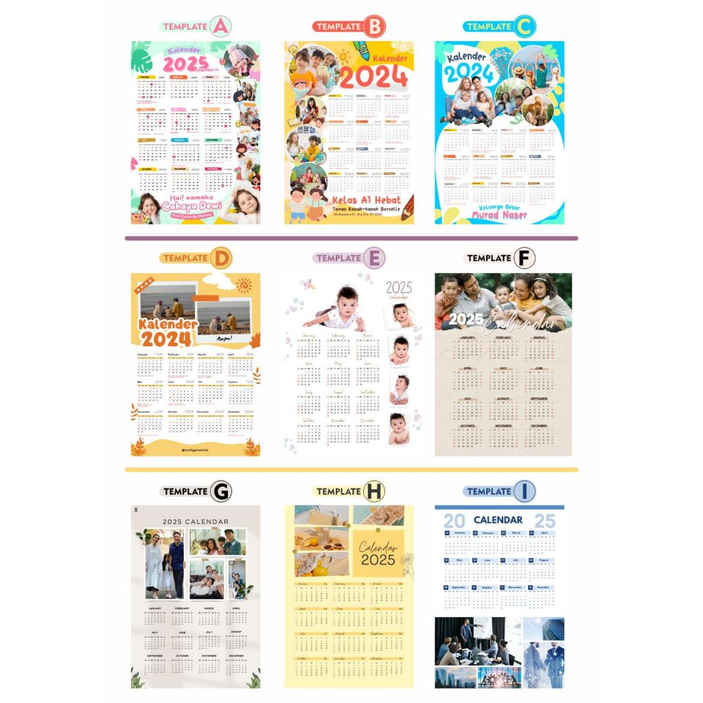 

Kalender Foto Keluarga Custom 12 Bulan Laminasi