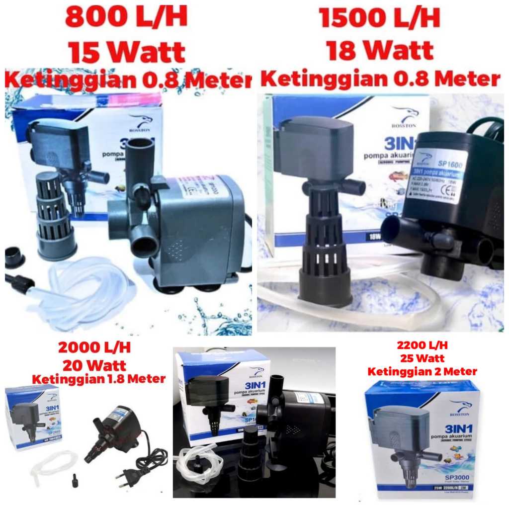 POWER HEAD ROSSTON SP 1200 1600 1800 2600 3000 Mesin Pompa Celup Filter Aquarium Aquascape Air Terju