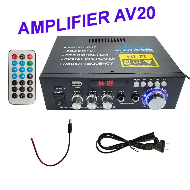 Amplifier Digital Rumahan AV20 Audio Amplifier Bisa untuk Karaoke dan Home Theater