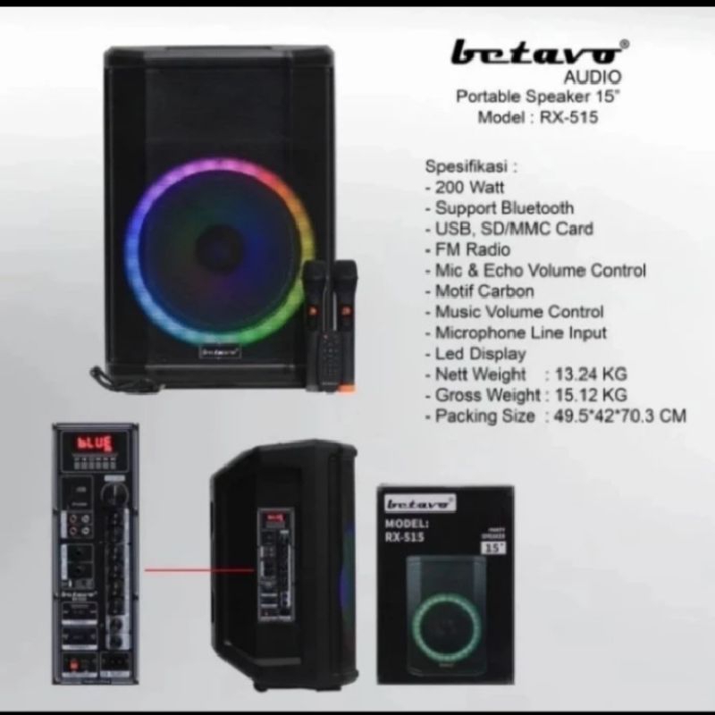 Speaker portable wireless meeting Betavo RX515 15inch bluetooth original