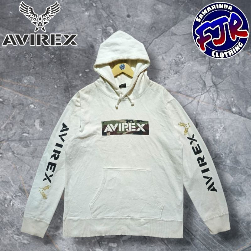 Avirex Logo Box Army Spell Out Hoodie Original