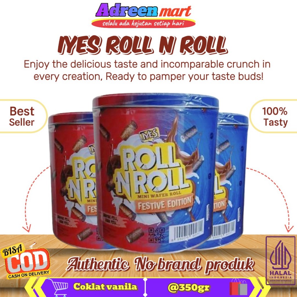 

Iyes Roll N Roll Mini Wafer Roll Krim Coklat Vanilla Kemasan Kaleng