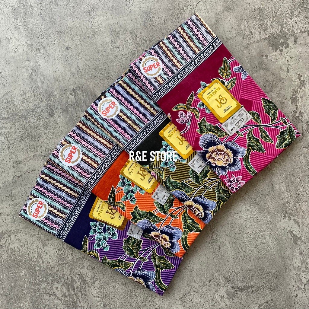 Selendang Bayi Batik Panjang Jarik Gendongan JS Jala Sutra Cap Cent Motif Bunga-Bunga