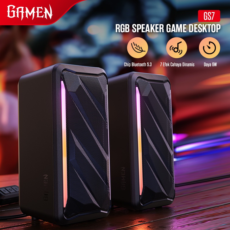 GAMEN Speaker Bluetooth Super Bass PC Gaming Surround Sound GS7 7 RGB Mode Bluetooth 5.3 Speaker PC