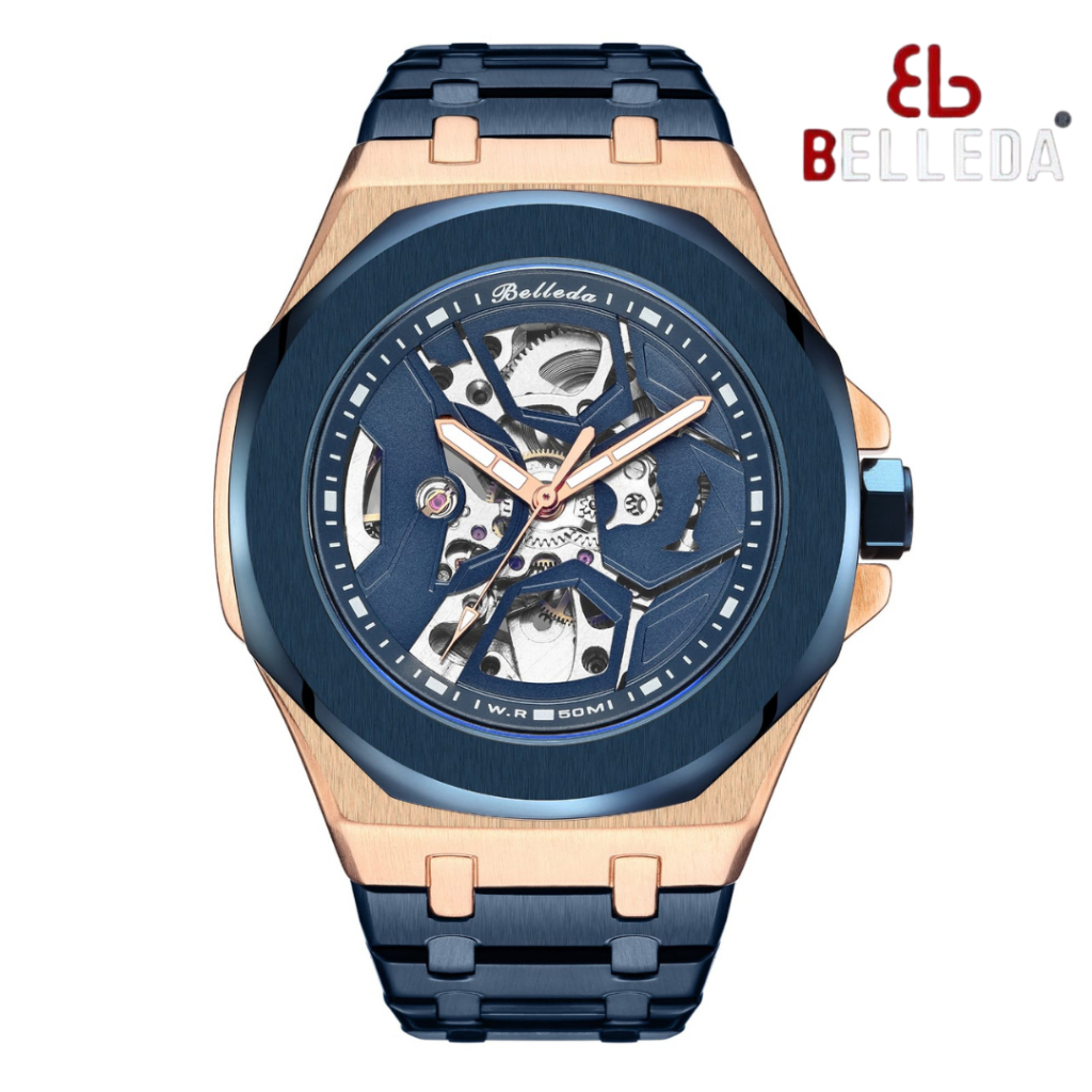 Jam Tangan Pria Belleda 9608 Automatic Stainless Anti Air 30 Meter Luxury Watchces Populer