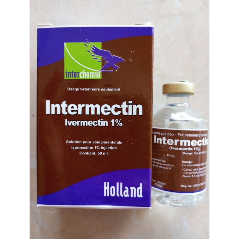 INTERMECTIN (ivermectin 1%) 10 ml obat cacing  kutu kudis parasit pada sapi, kambing, domba, anjing&