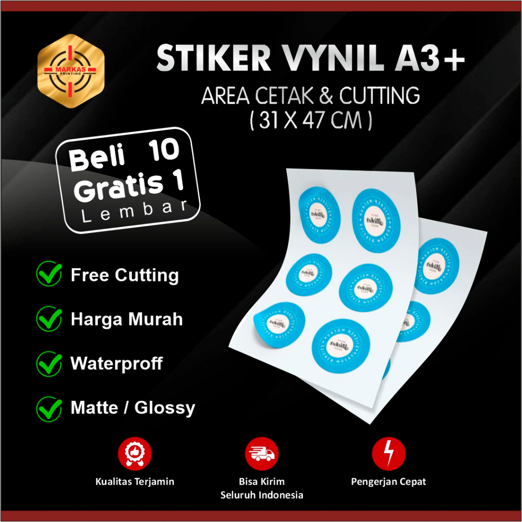 

Sticker Custom Bahan Vinyl Tahan Air Free Cutting