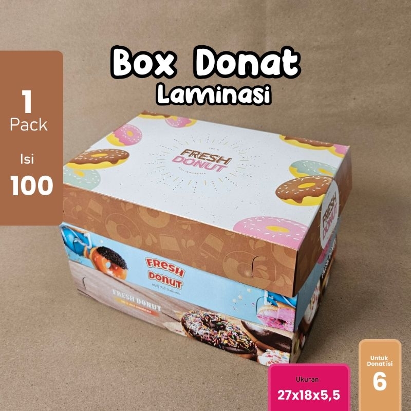 100 pc / isi 6/ Dus Donat / Dus Makanan / Dus Kue/ Laminasi