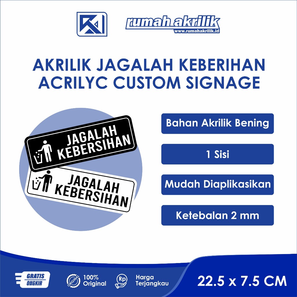 

(RUMAH AKRILIK) PAPAN AKRILIK SIGNAGE HIMBAUAN "JAGALAH KEBERSIHAN" | PAPAN NAMA SIGNBOARD AKRILIK PREMIUM 2MM - 22.5 X 7.5 CM