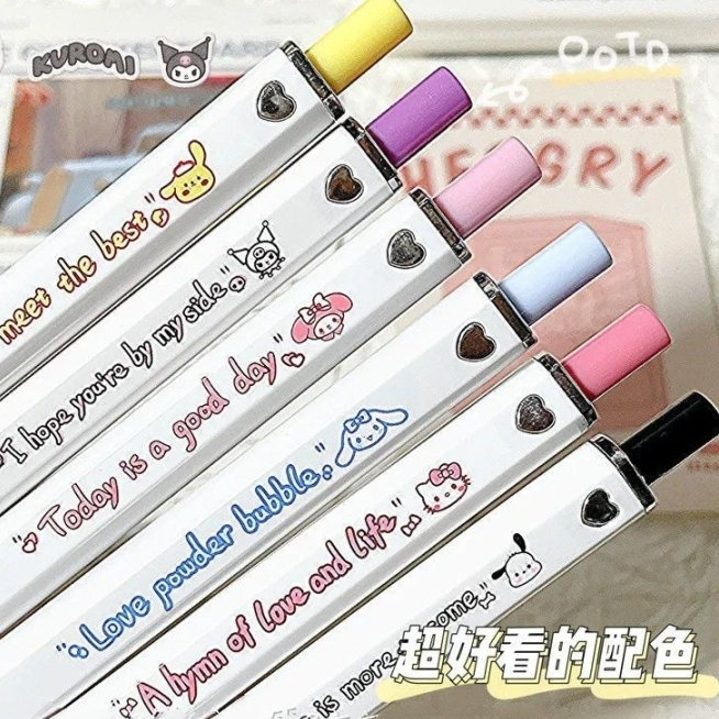 

[COD] Pena Netral Tekan Kotak Sanrio Lucu Pena Siswa Melakukan Latihan Pena Hitam 0.5Mm MG