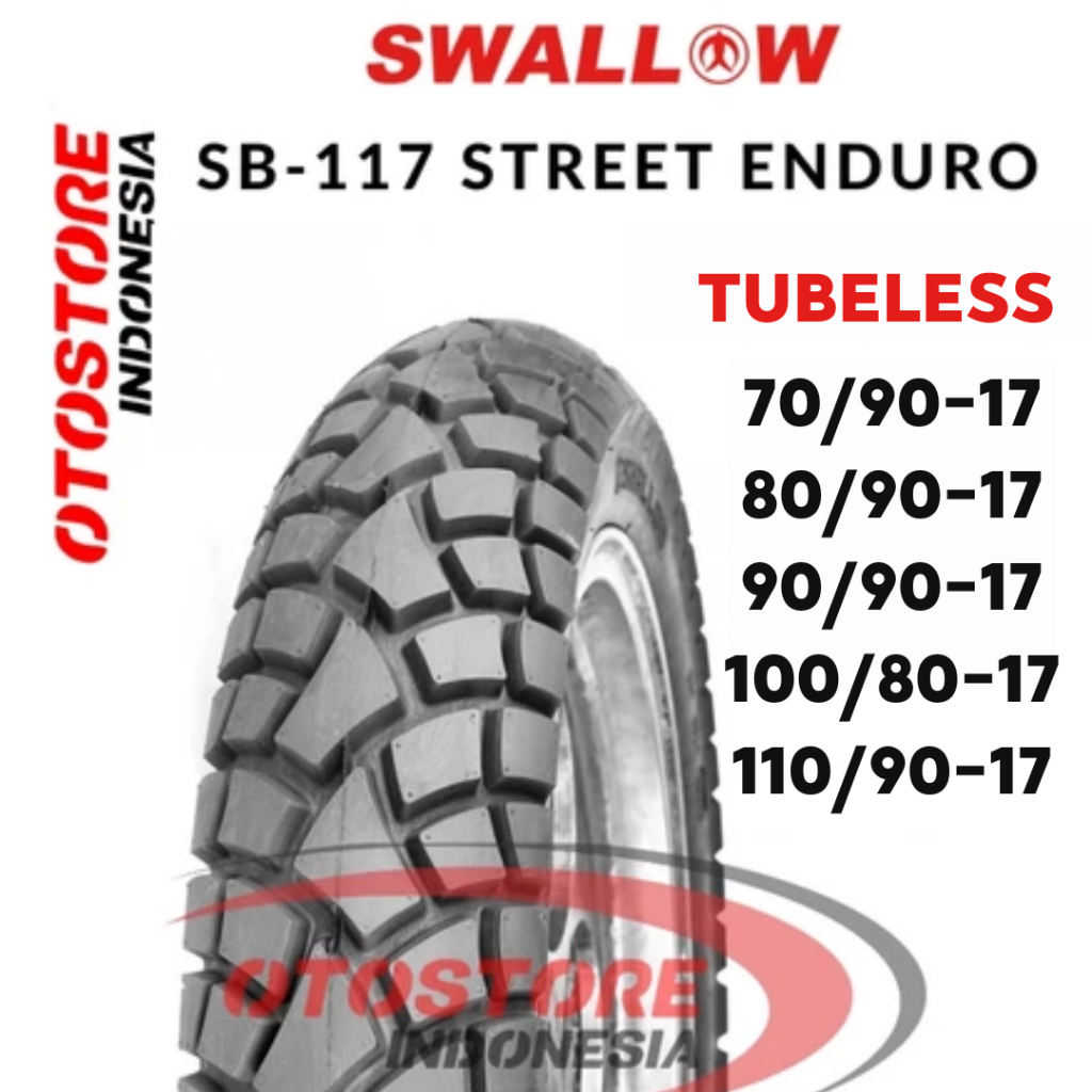 BAN MOTOR RING 17 SWALLOW STREET ENDURO SB-117 TUBLES TUBELESS 70/90 80/90 90/90 100/80