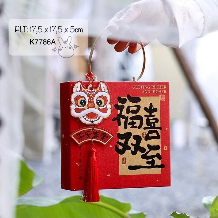 

(5pcs) Kotak Sincia| Mooncake K7786| Dus Imlek| Box Premium Barongsai Merah| K77