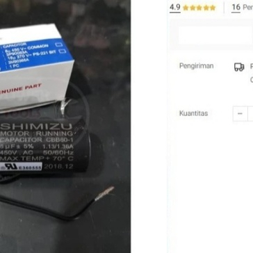 

KAPASITOR SHIMIZU 8UF CAPASITOR CAPACITOR 8 UF PS-130 PS-135 BIT 450V