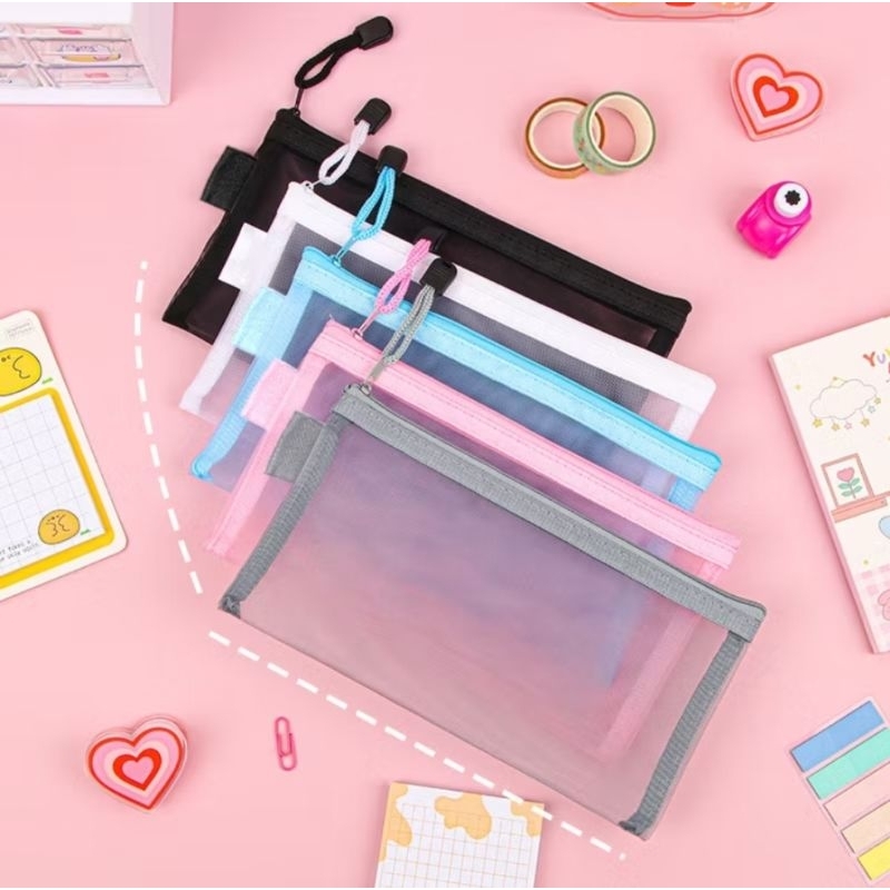 

Tempat Pensil Sekolah Office Transparan Simple Pouch Korea Serbaguna