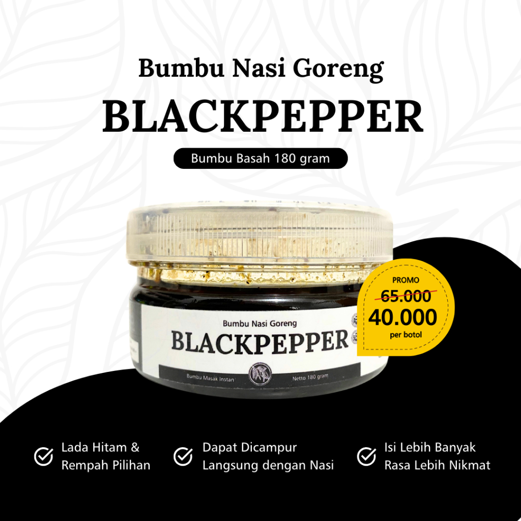 

Bumbu Nasi Goreng Blackpepper - 180 gram | Bumbu Nasi Goreng Basah Rasa Blackpepper
