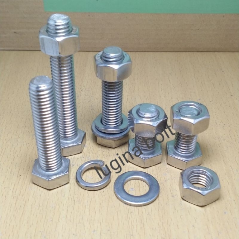 baut mur m12x25 pitch 1,75 stainless sus 304 baut anti karat