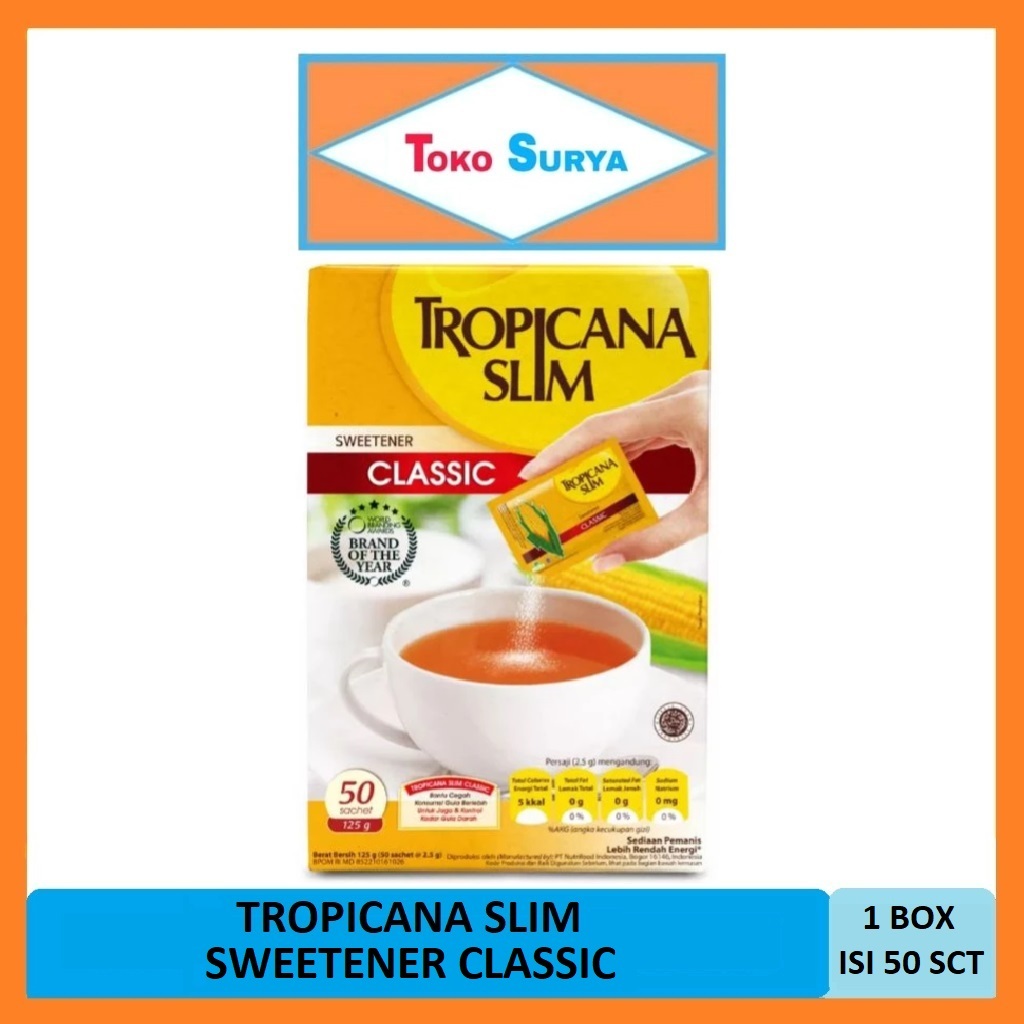 

Tropicana Slim Sweetener Classic Box Isi 50 Sachet