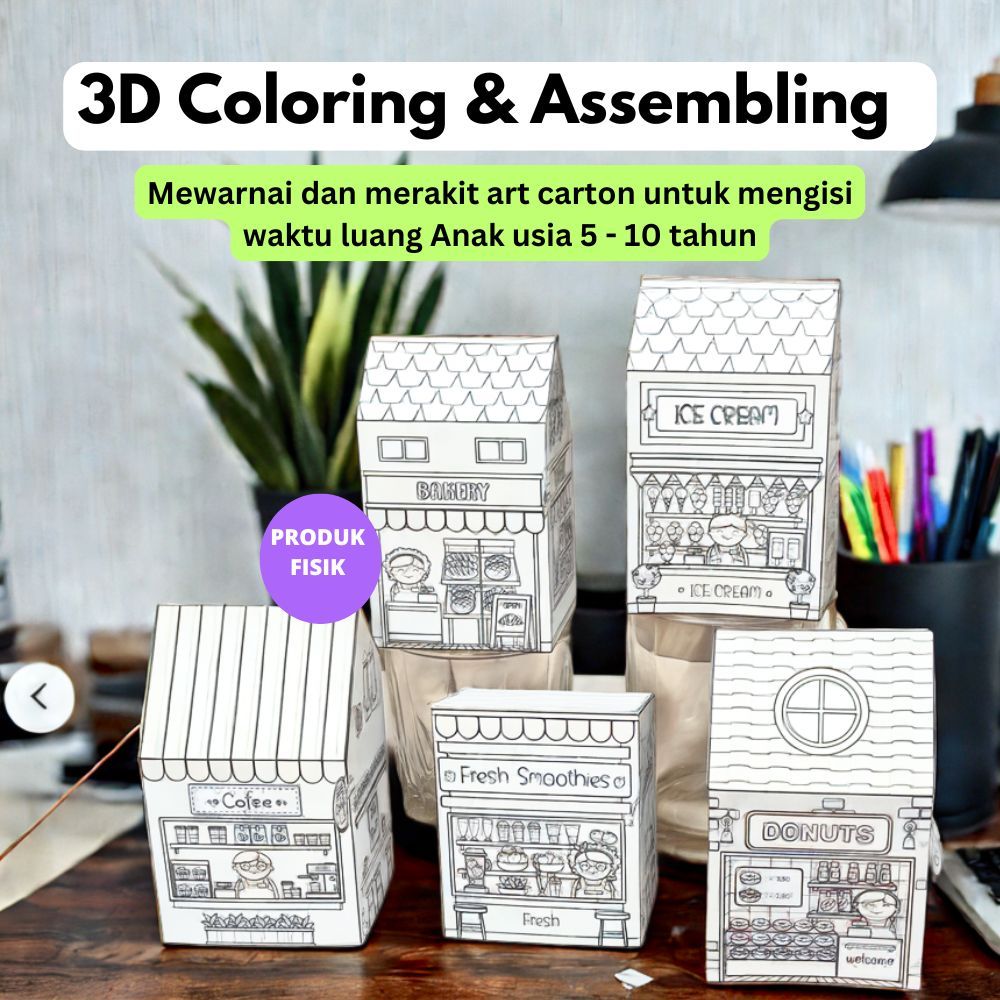

3D Mewarnai dan Merakit Art Carton 200 gram, 5 Tema Pilihan Anak Usia 5-10 tahun