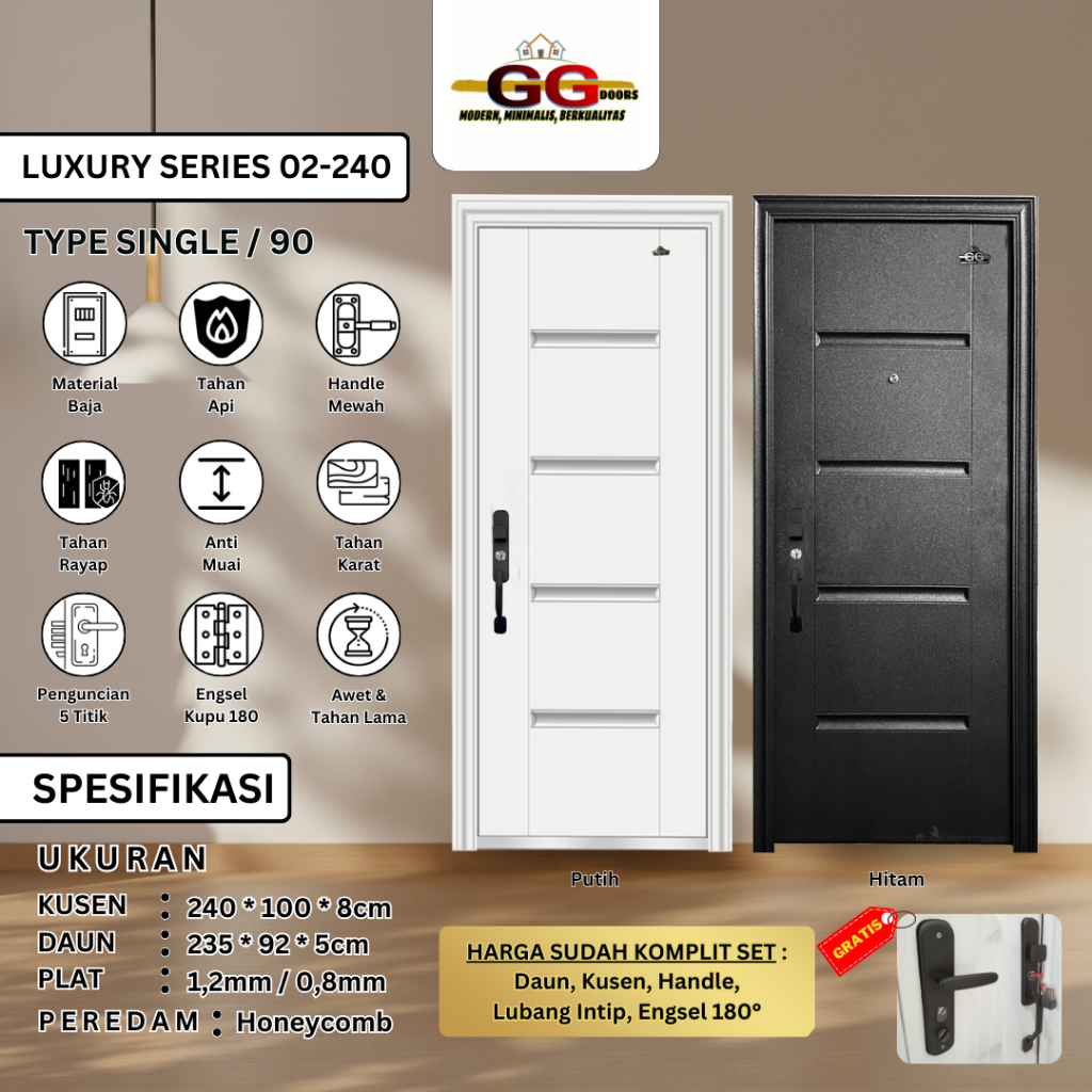 Pintu Baja GG-LUXURY Single 240x100cm