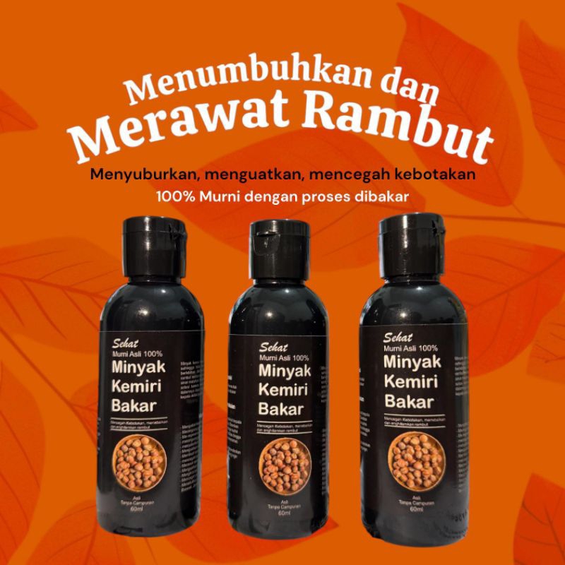 SEHAT -  Paket 1 Dapat 3 Minyak Kemiri Bakar Murni Asli 100% Penumbuh Rambut Brewok
