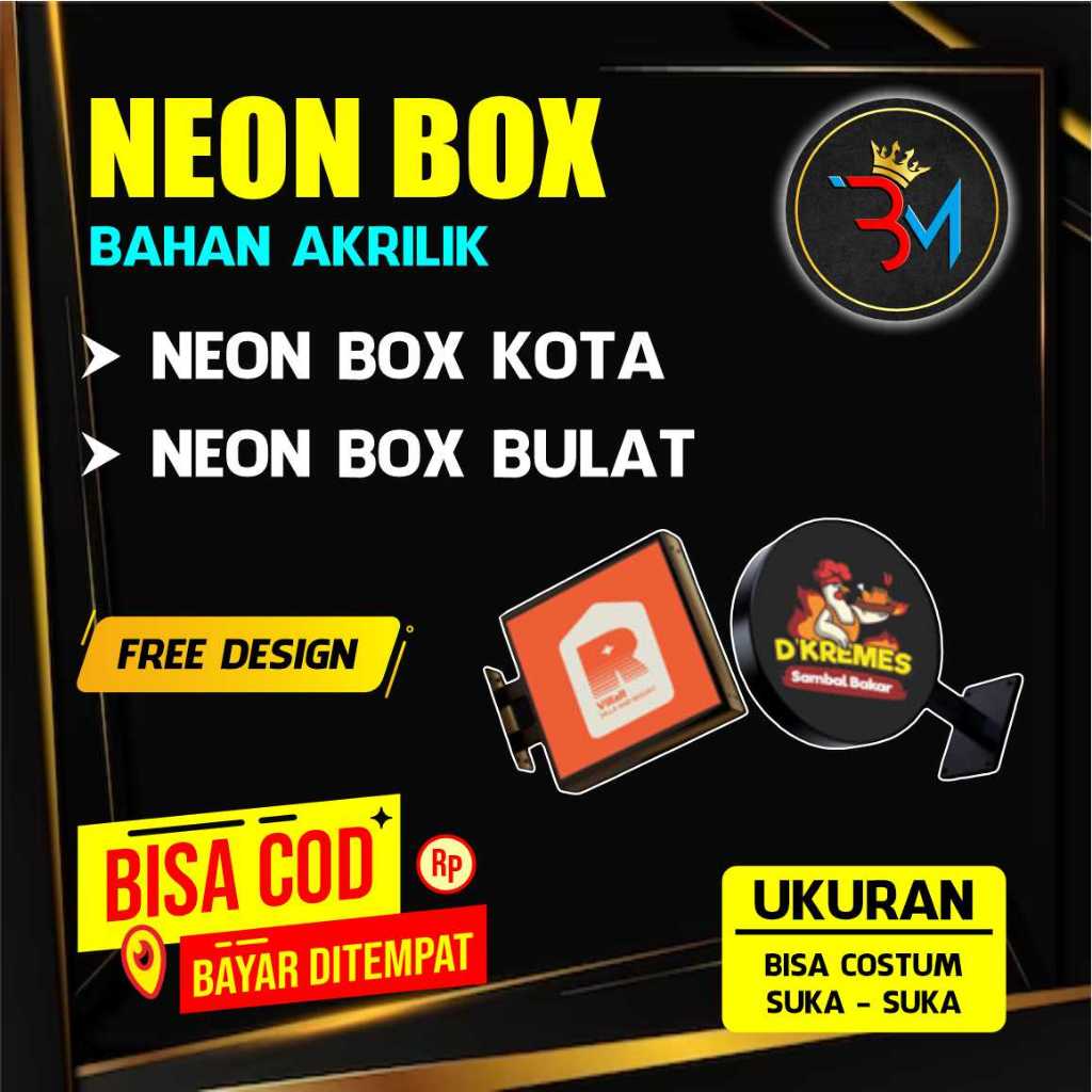GALERI / NEON BOX BULAT / CUSTOM / 2 SISI / PERCETAKAN / AKRILIK / ACP
