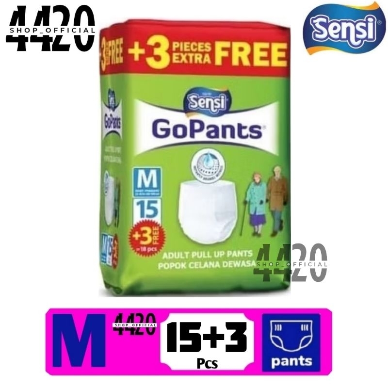 SENSI GoPants Popok Dewasa (Celana) M 15+3 / L 12+2 / XL 9+2