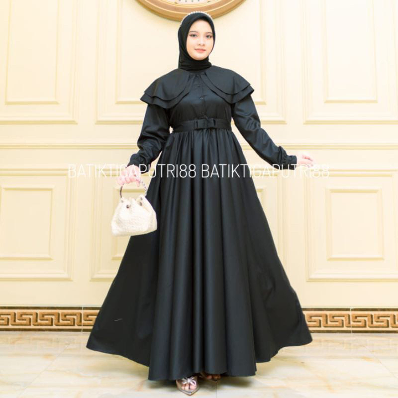 dress korean gamis amena gamis polos gamis hitam gamis toyobo premium gamis kondangan simple elegan 