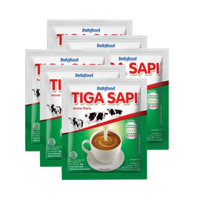 

Susu kental manis TIGA SAPI PUTIH , 1 PaCK / 1 RENCENG ISI 6 SACHET , Tiga sapi sachet isi 37 gram x 6 pcs sachet