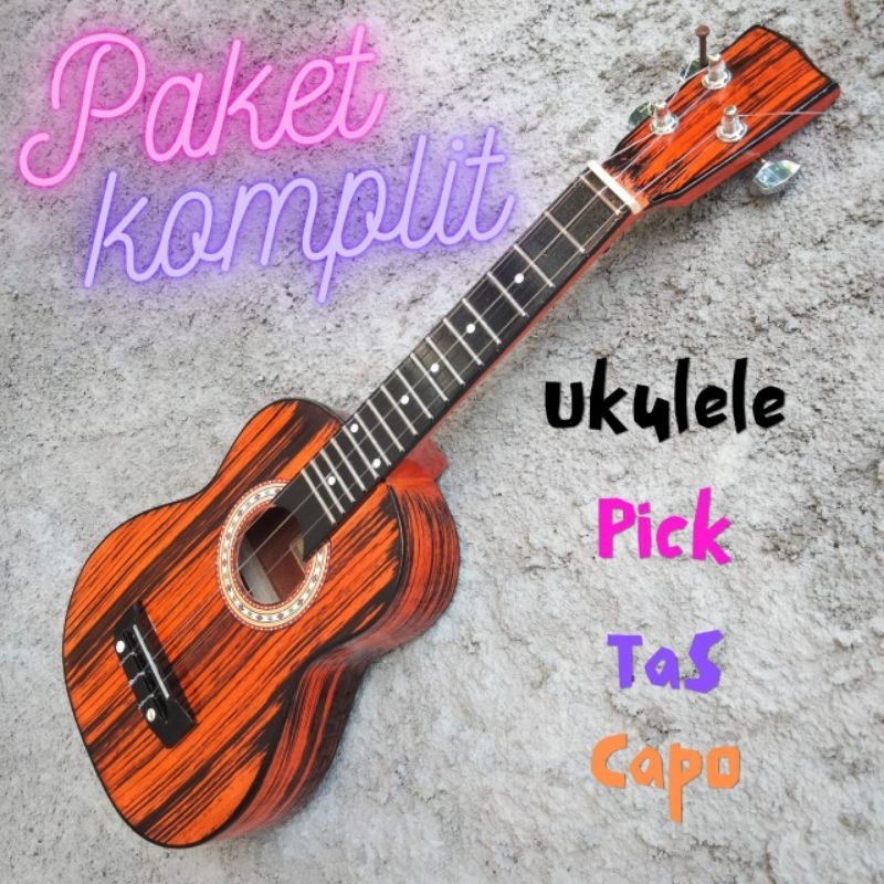 Ukulele Serat Kayu Paket Komplit