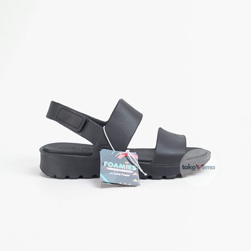 Sendal Wanita Original SKECHERS Footsteps BREEZY FEELS Women's Sandal BLACK 111054/BBK