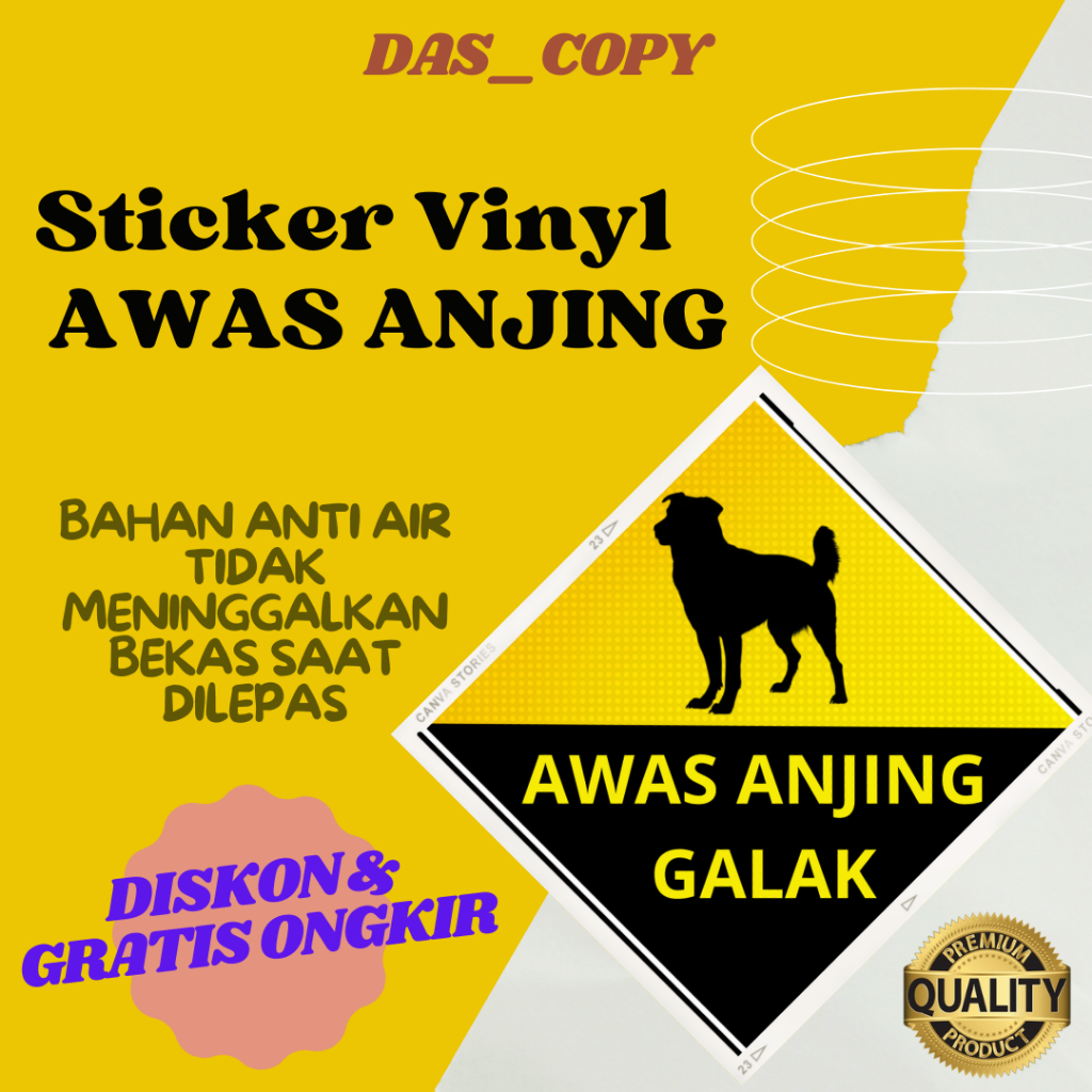 

Stiker Vinyl AWAS ANJING