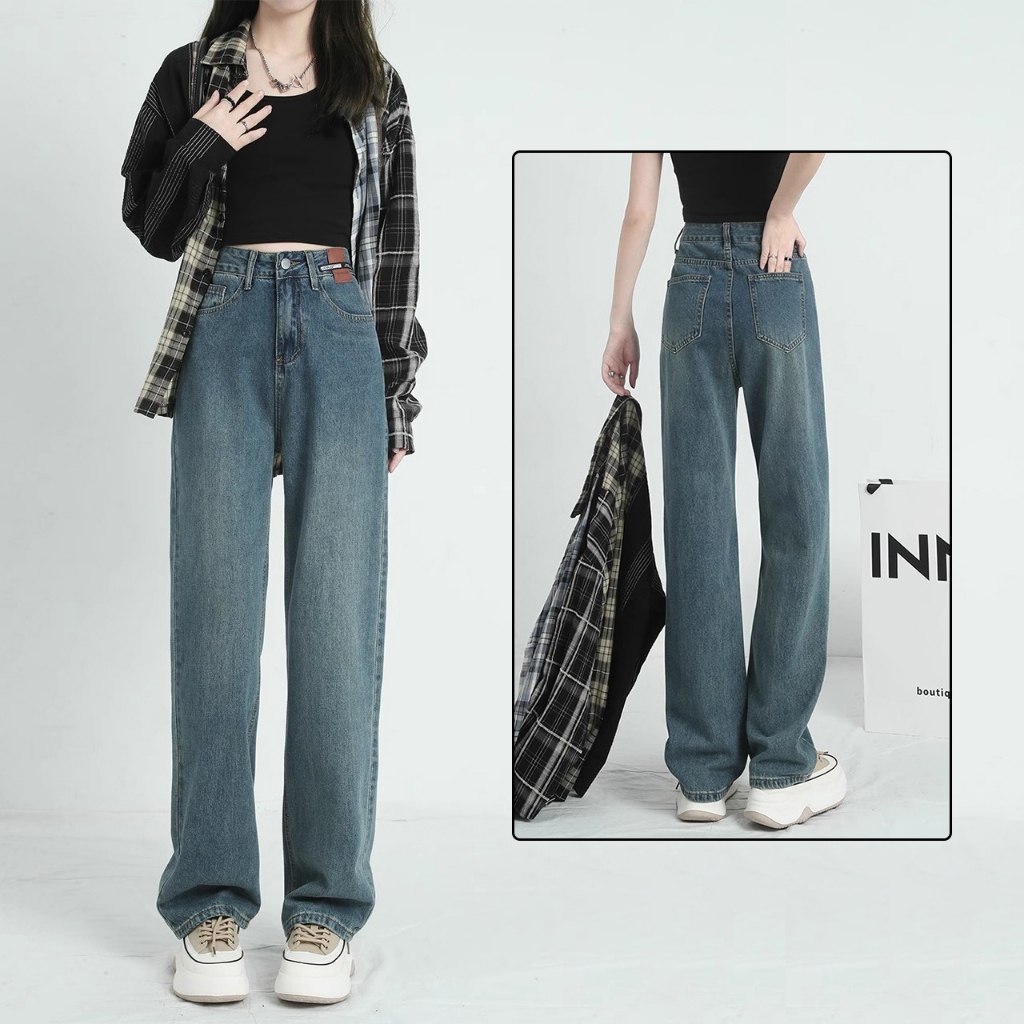 < elegan.girl > celana jeans wanita kulot jeans big size celana jens longgar cewek jins wanita kekin