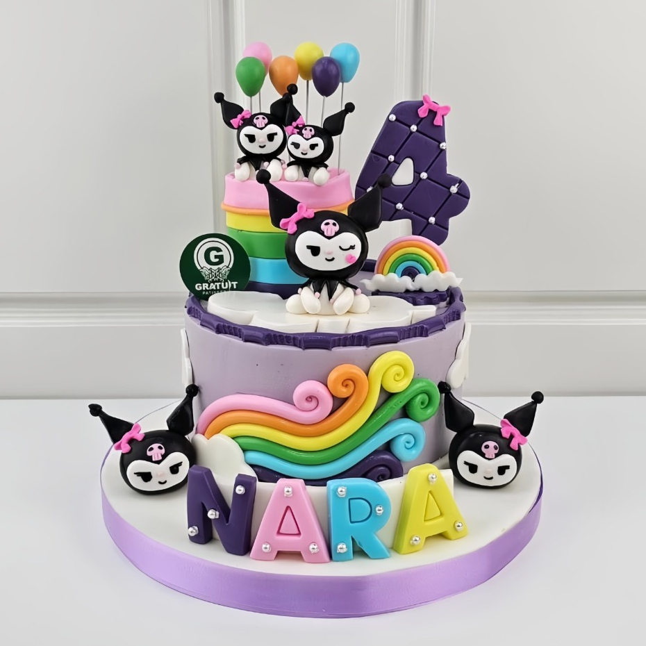 

CAKE TEMA KUROMI UK 15CM / KUE ULANG TAHUN CUSTOME