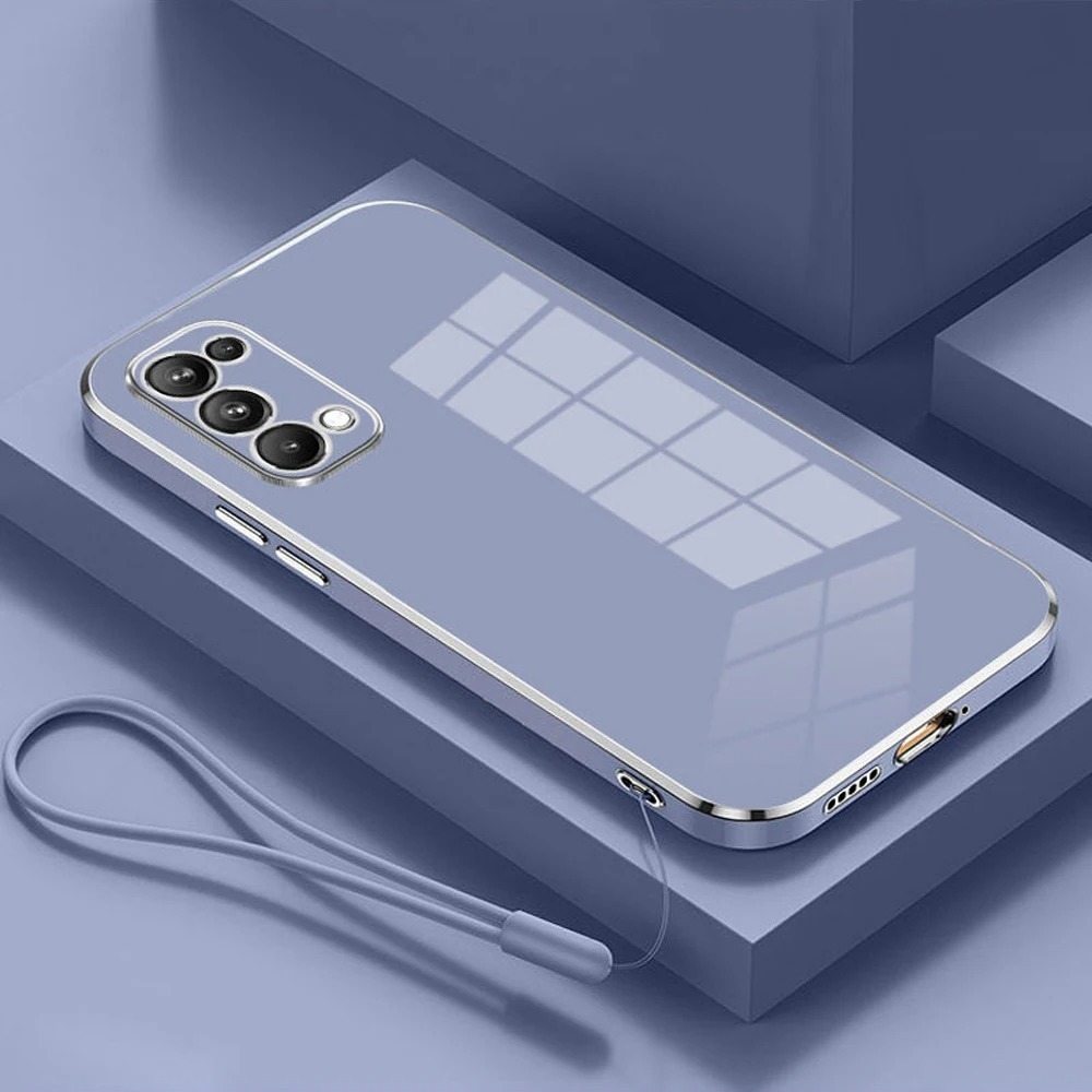 Softcase Oppo Reno 5 4G Reno 5 5G Case Luxury Plating Casing Silicone Free Tali Lanyard
