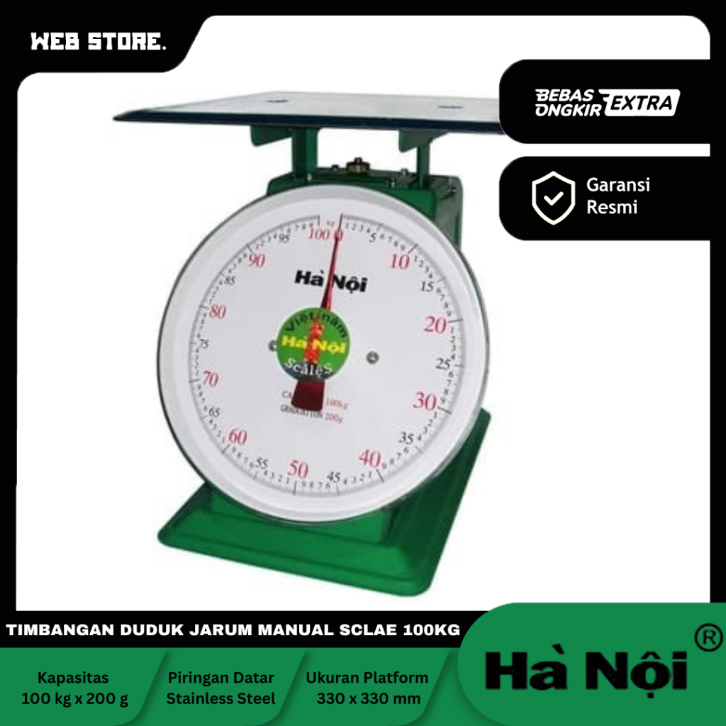 Timbangan Duduk Jarum Hanoi Manual 100kg 100 Kg Piring Buah Laundry Analog