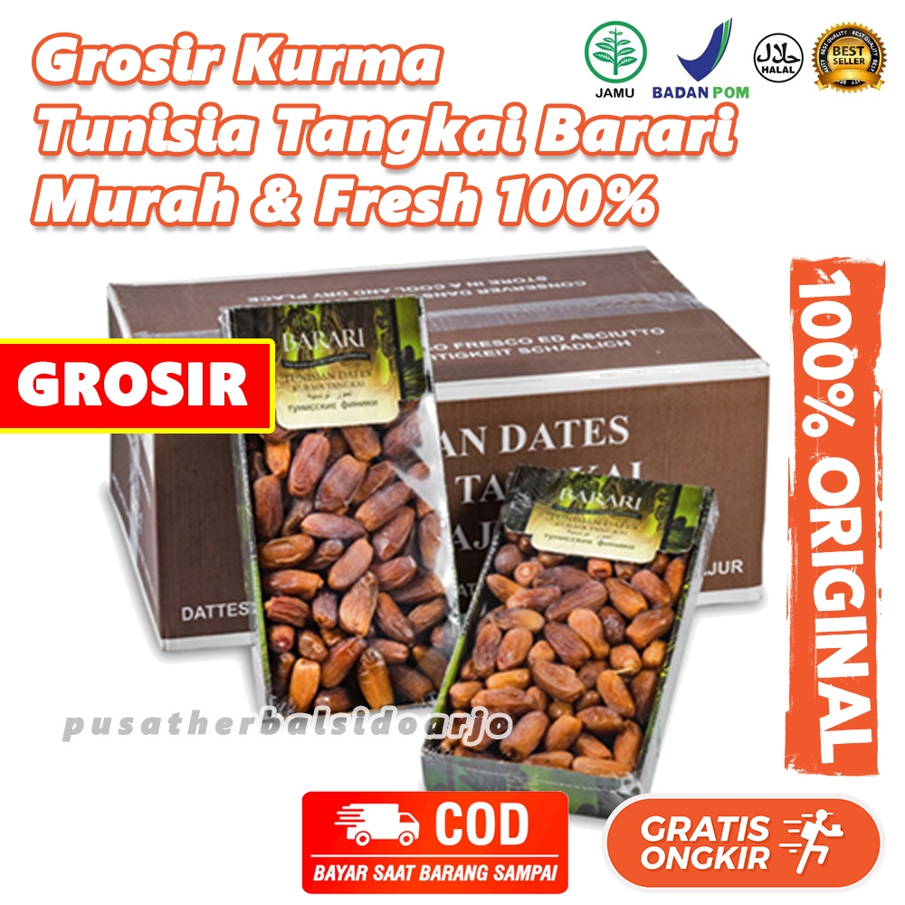 

Kurma Tunisia Non Tangkai Barari Barari 1 KG Tunisian Dates 1 Karton isi 12 Pack