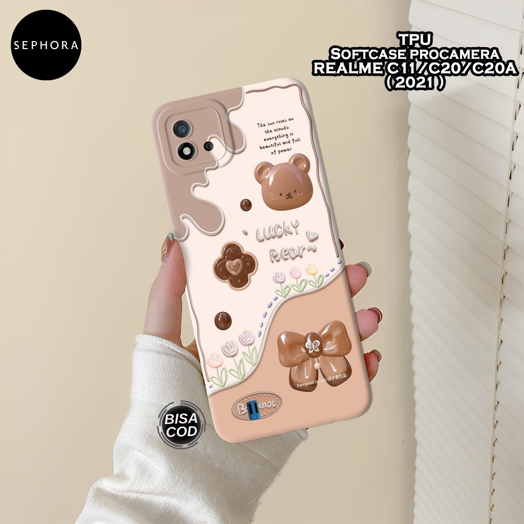 Case Realme C11/C20/C20A 2021 - Fashion Case Cute Bear - Softcase Realme C11/C20/C20A - Case Pro Cam