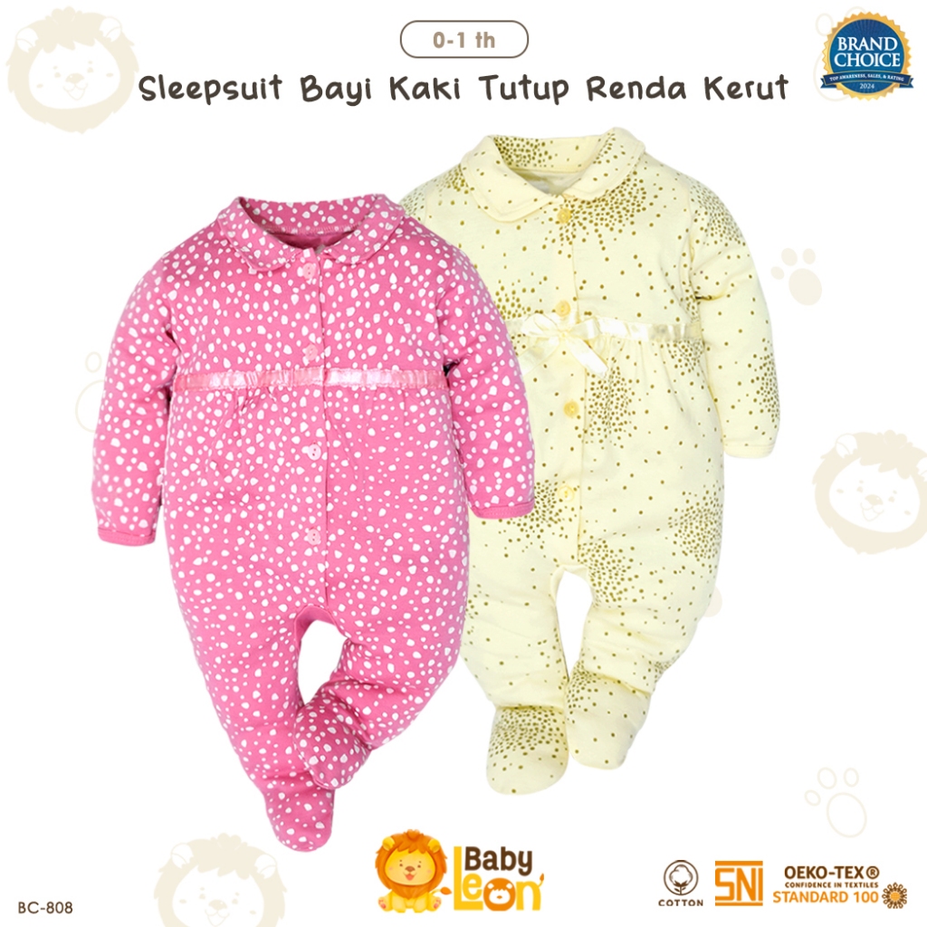 Bergaransi Baby Leon Sleepsuit Bayi Jumpsuit Bayi Jumpsuit Newborn Sleepsuit Bayi Tutup Kaki 0 12