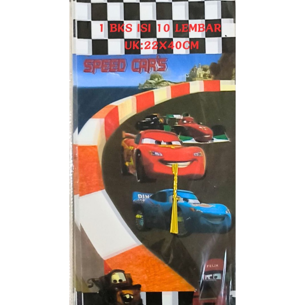 

OPP Party Bag / Goodie Bag / Plastik Bingkisan Snack Cars Uk 22x40cm isi 10 lembar