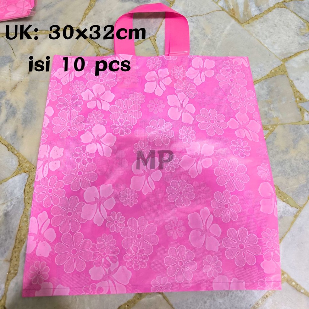 

Tas Plastik Bunga Pink/ Tas Bunga Pink / Tas Motif Bunga Pink / Tas Corak Bunga uk 30x32cm isi 10 pcs