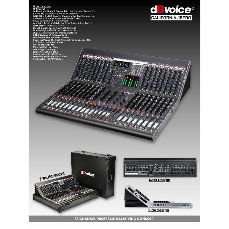 MIXER DBVOICE CALIFORNIA 18 PRO 18 CHANNEL DB VOICE CALIFORNIA18 Original