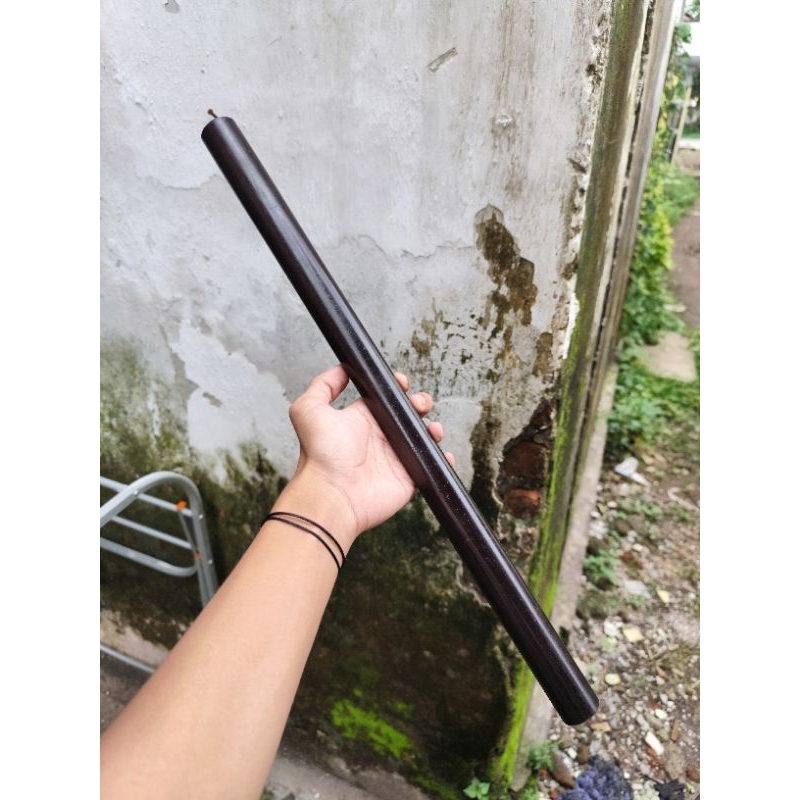 Tongkat Toya Kayu Galih Kelor Hitam Polos Panjang 50 cm Premium