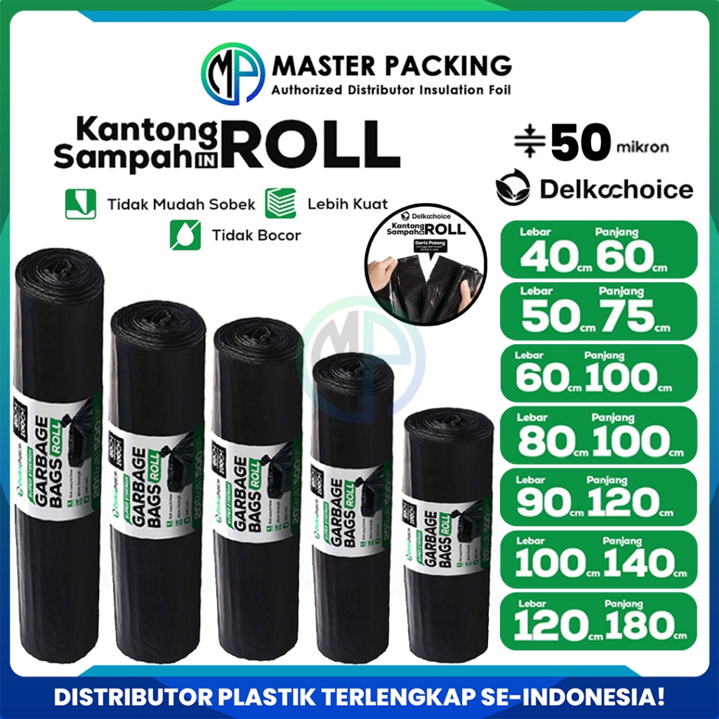 Kantong Plastik Sampah / Trash Bag / Garbage Bag / Kantong Kresek Hitam dan Biru Delkochoice Satuan