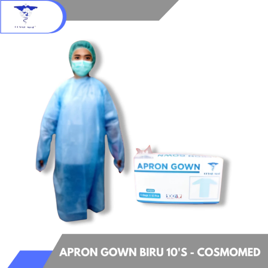 Apron Gown Plastik Celemek Medis Lengan Panjang Cosmomed 50 Micron