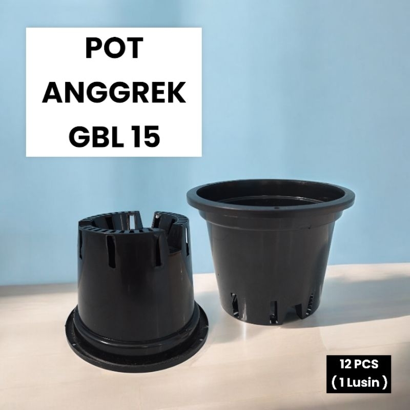 Pot Anggrek 15 GBL HITAM ( 12 PCS ) Pot Gantung Pot Tanaman Gantung Pot Bunga Gantung Pot GBL Anggre