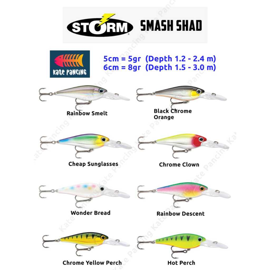 Umpan STORM Smash Shad (SMS) 5cm / 6cm Floating Umpan Casting Lure